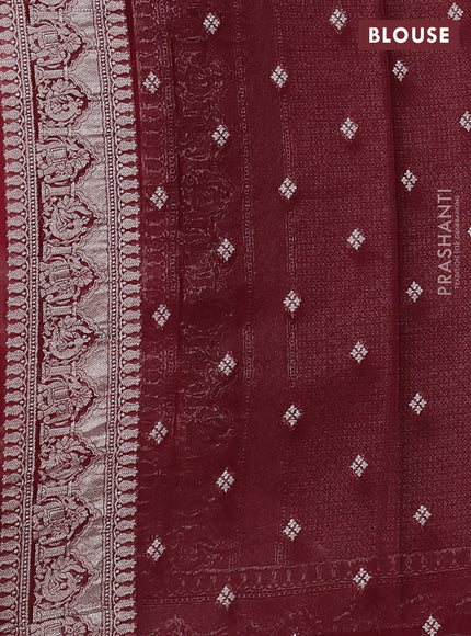 Art chiffon saree deep maroon with allover vanasingaram weaves and zari woven border