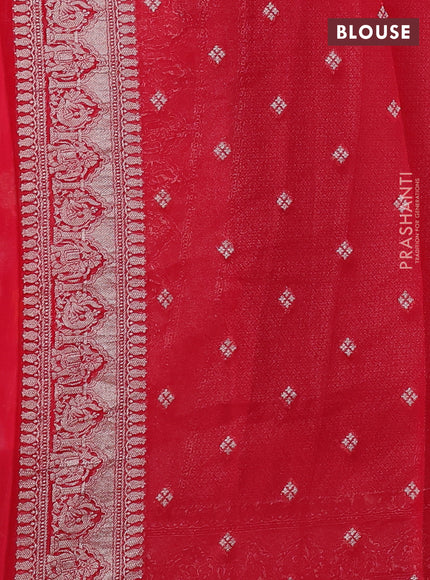 Art chiffon saree red with allover vanasingaram weaves and zari woven border