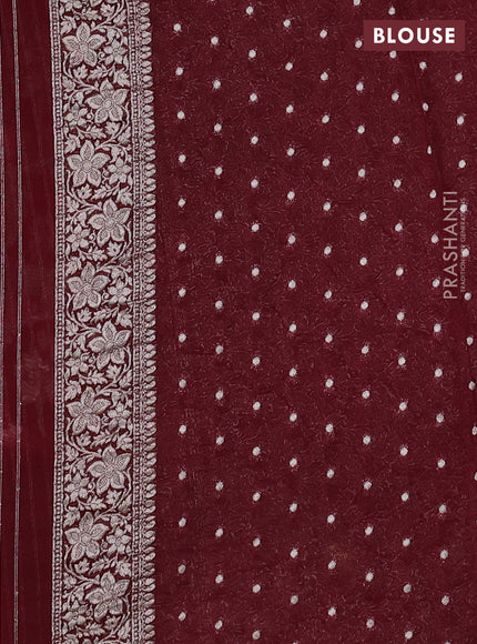 Art chiffon saree deep maroon with allover vanasingaram weaves and zari woven border