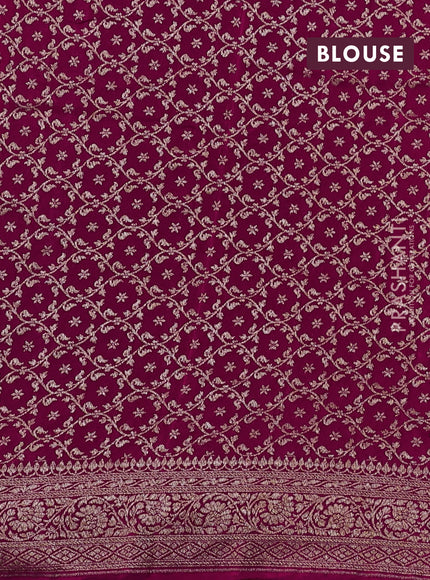 Banarasi crepe partly saree mauve pink and pink with allover thread & zari woven buttas and woven border