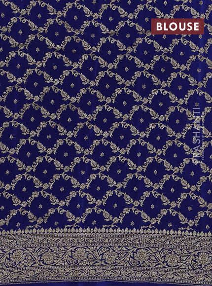 Banarasi crepe partly saree beige and blue with allover thread & zari woven buttas and woven border