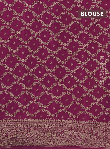 Banarasi crepe partly saree dark blue and pink with allover thread & zari woven buttas and woven border