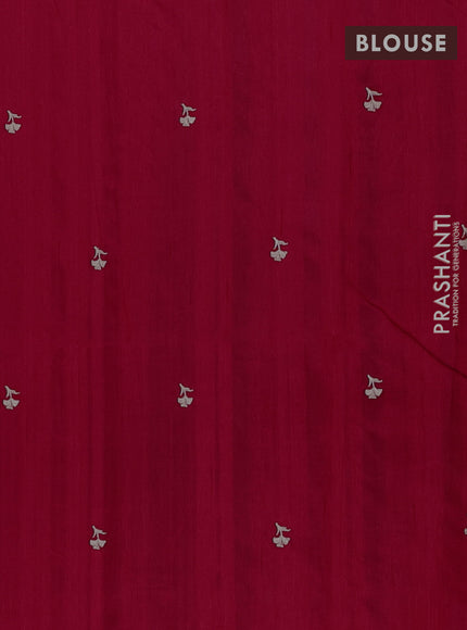 Semi raw silk saree pink with embroidery buttas and floral embroidery border