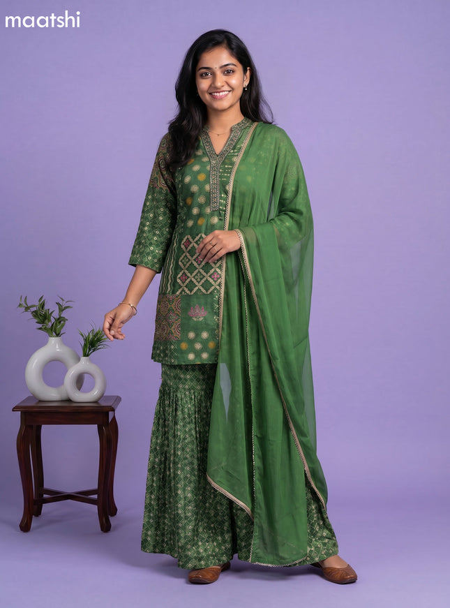 Green Art Tussar Printed Straight Suit