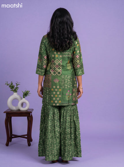 Green Art Tussar Printed Straight Suit