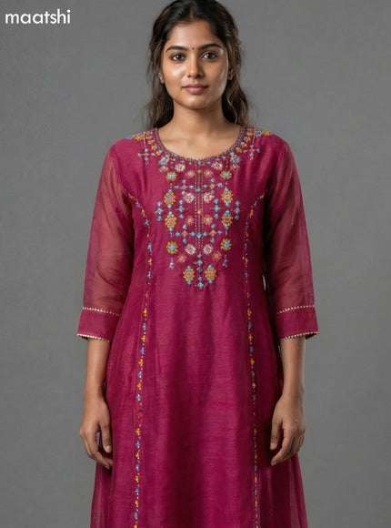 Pink Chanderi Embroidery Work Anarkali Suit