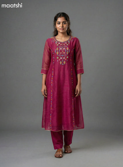Pink Chanderi Embroidery Work Anarkali Suit
