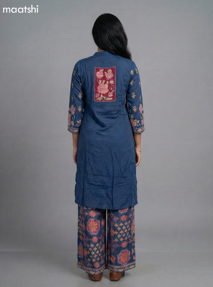 Blue Muslin Madhubani Printed Straight Suit