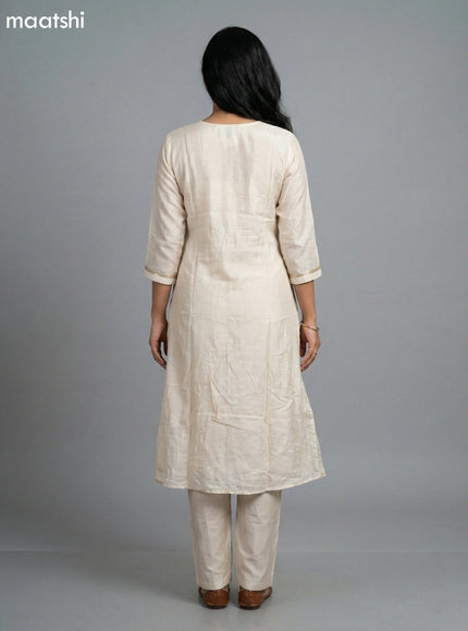 Cream Crepe Silk Embroidery Work Straight Suit