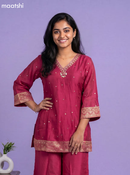 Mul Chanderi Embroidery & Mirror Work Straight Suit