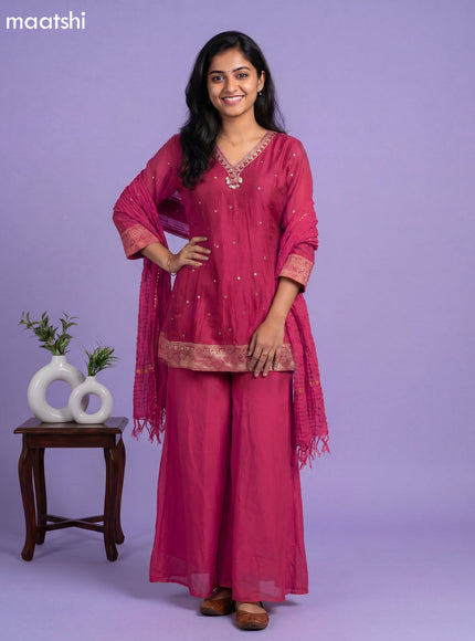 Mul Chanderi Embroidery & Mirror Work Straight Suit