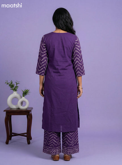 Violet Cotton Bandhini Printed Straight Suit