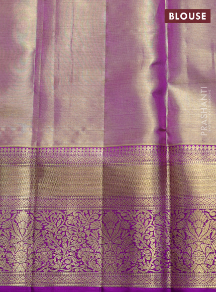 Pure kanchipuram tissue silk saree dual shade of purple with allover zari woven brocade weaves and rich zari woven border
