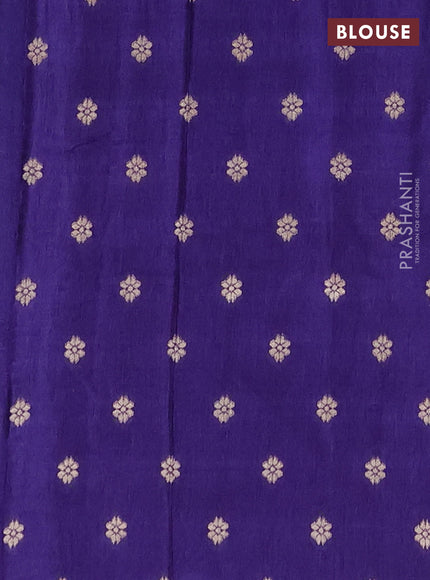 Semi mysore silk saree pastel blue and blue with allover small zari checks & buttas and long zari woven border