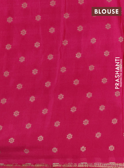 Semi mysore silk saree light pink and pink with allover small zari checks & buttas and long zari woven border