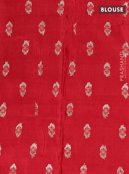 Semi mysore silk saree mustard yellow and red with allover small zari checks & buttas and long zari woven border