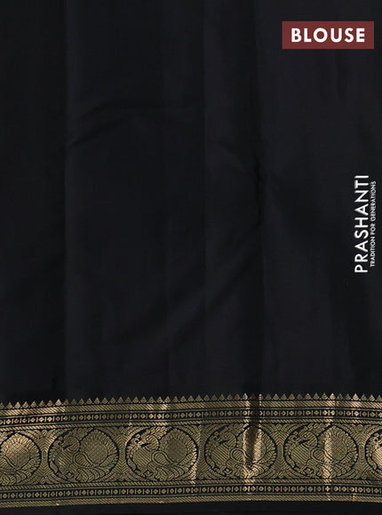 Pure kanchipuram silk saree dark green and mustard yellow with allover zari woven buttas and zari woven korvai border