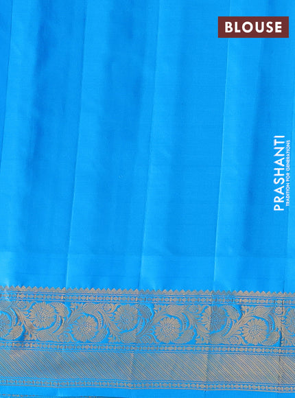 Pure gadwal silk saree orange and teal blue with allover checks & zari buttas and temple design zari woven border