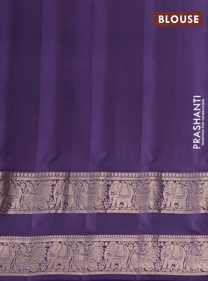 Pure gadwal silk saree teal green and pastel purple with allover zari stripes pattern & buttas and rettapet zari woven border
