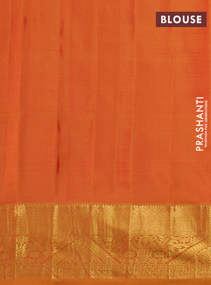 Pure gadwal silk saree sunset orange with allover zari checks & buttas and zari woven border