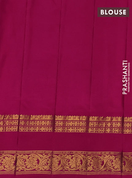 Pure gadwal silk saree royal blue and dark pink with allover silver & zari woven buttas and rettapet zari woven korvai butta border