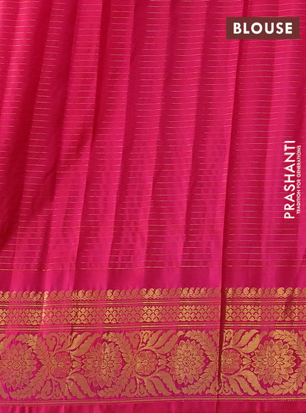 Pure gadwal silk saree dual shade of yellow and dark pink with allover zari checks & buttas and zari woven border