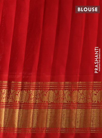 Pure gadwal silk saree cream and red with allover checks & zari woven buttas and ganga jamuna border