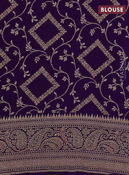 Banarasi crepe saree orange and violet with allover thread & zari woven buttas and woven border