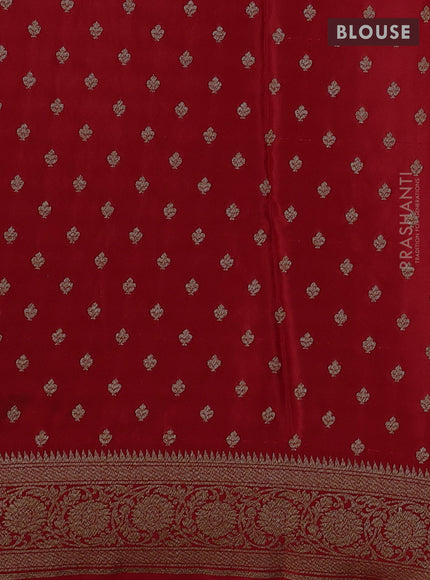 Banarasi crepe saree red with allover thread & zari weaves and buttas and woven border