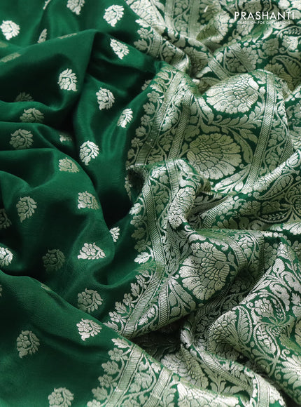 Banarasi crepe saree green with allover thread & zari woven buttas and woven border