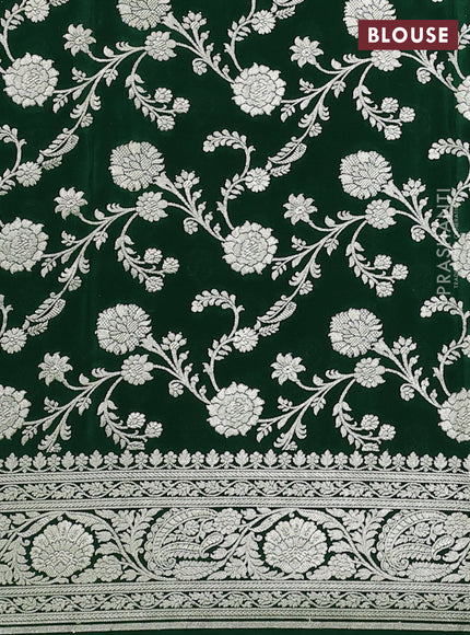 Banarasi crepe saree green with allover thread & zari woven buttas and woven border