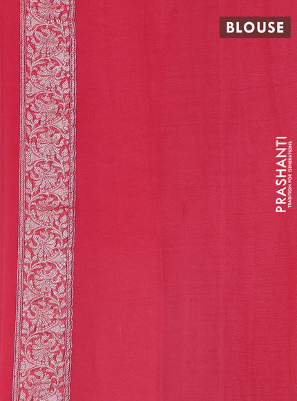 Banarasi chiffon saree grey shade and peach pink with allover silver zari woven buttas and silver zari woven floral border