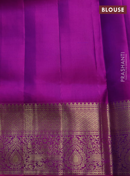 Pure kanchipuram silk saree magenta pink with allover zari woven brocade weaves and long rich zari woven border