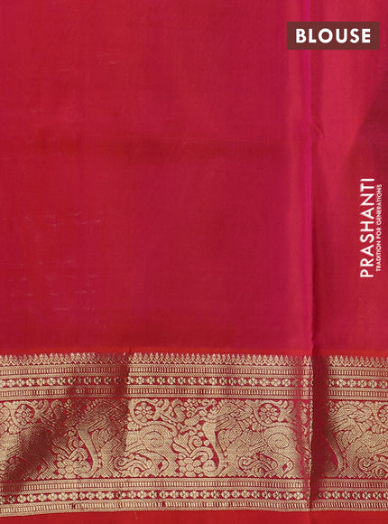 Venkatagiri silk saree dark purple and dual shade of pinkish orange with allover zari checks & buttas and rich zari woven border