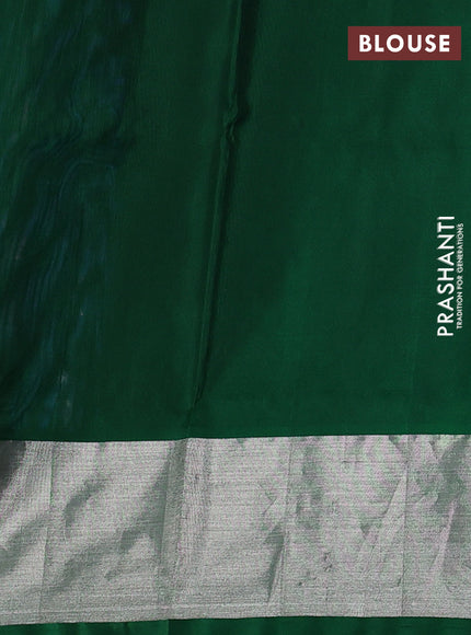 Venkatagiri silk saree cs blue and green with allover silver zari woven buttas and silver zari woven border