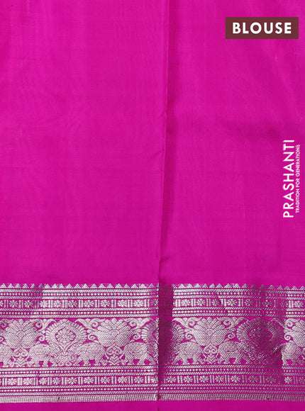Venkatagiri silk saree light pink and pink with allover silver zari stripe pattern and silver zari woven border