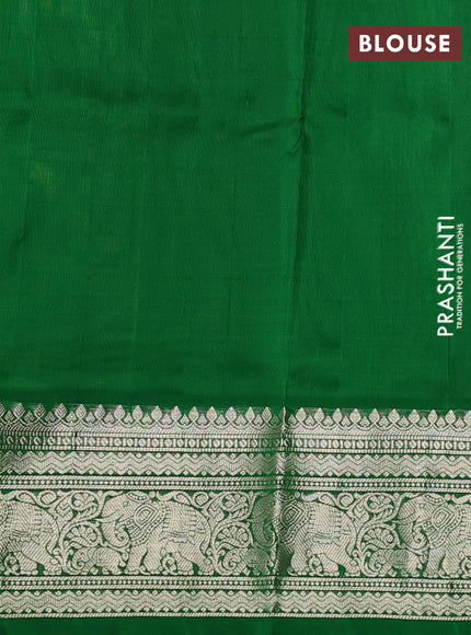 Venkatagiri silk saree light green and green with allover silver zari woven buttas and silver zari woven border
