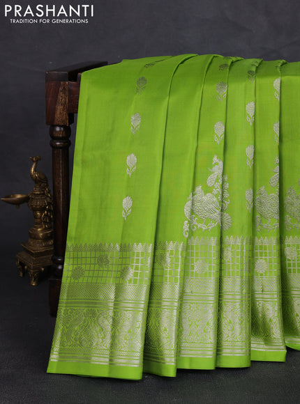 Venkatagiri silk saree light green with allover zari woven buttas and long zari woven border