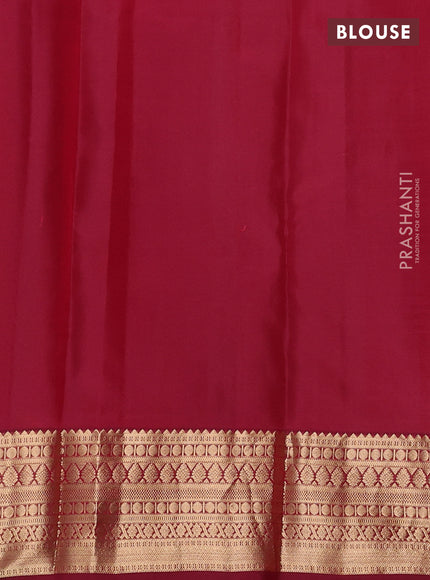Pure kanchipuram silk saree orange and maroon with allover zari woven 1000 buttas and zari woven border