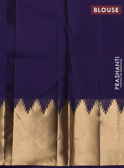 Pure kanchipuram silk saree nave blue with allover zari woven 1000 buttas and temple zari woven border