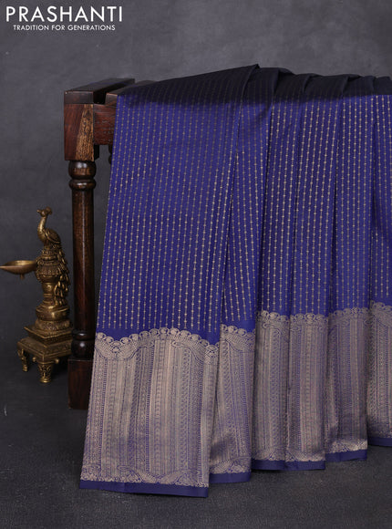 Pure kanchipuram silk saree nave blue with allover weaves & zari woven 1000 buttas and long zari woven border