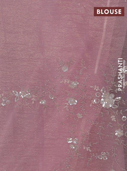 Crush tissue saree pastel pink with beaded work buttas and sequin & beaded embroidery pallu & border