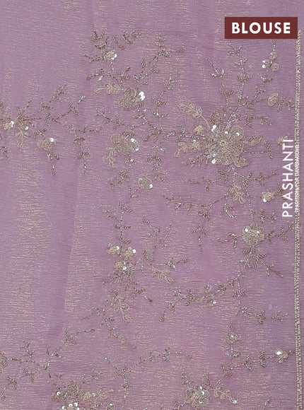 Crush tissue saree mild lavender with beaded work buttas and sequin & beaded embroidery pallu & border