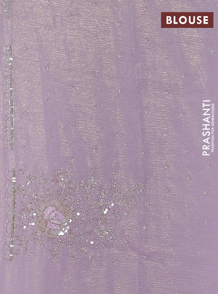 Crush tissue saree mild lavender with allover sequin & beaded work
