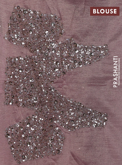 Crush tissue saree mauve pink with allover sequin & beaded work
