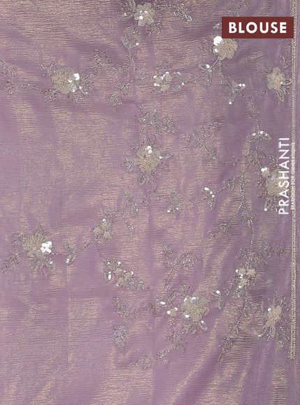 Crush tissue saree mild lavender with sequin embroidery buttas and floral sequin embroidery pallu & border