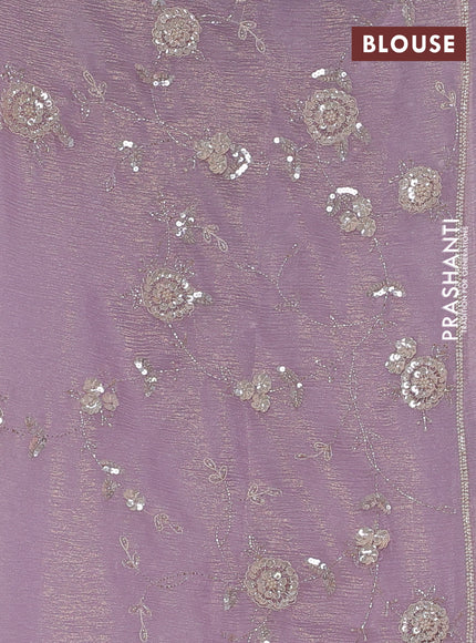 Crush tissue saree mild lavender with beaded work buttas and sequin embroidery pallu & border