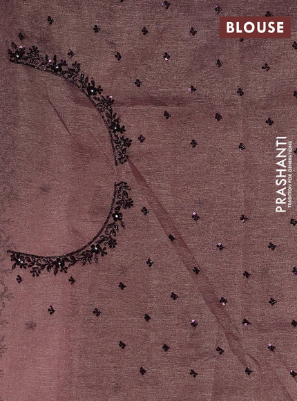 Crush tissue saree pastel pink with sequin embroidery buttas and sequin embroidery pallu & border