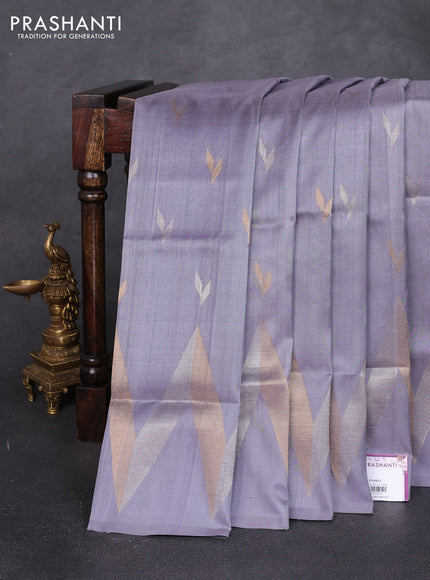 Pure uppada silk saree grey with allover silver & zari woven buttas and woven border