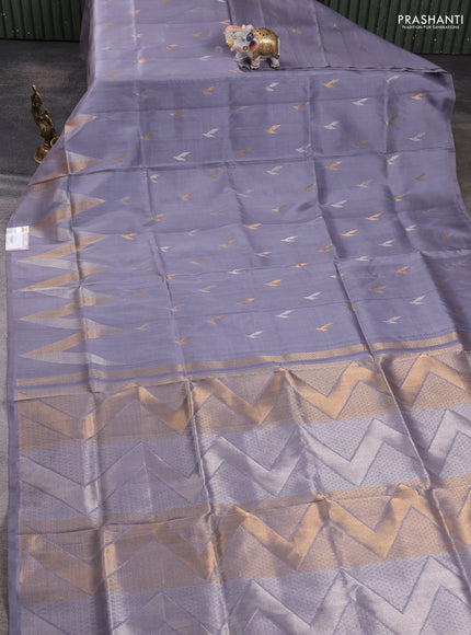Pure uppada silk saree grey with allover silver & zari woven buttas and woven border